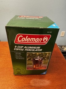 Coleman Lightweight Aluminum 9-Cup Coffee Pot Percolator Camp Stove Top Vintage