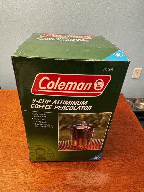 Coleman Lightweight Aluminum 9-Cup Coffee Pot Percolator Camp Stove Top Vintage