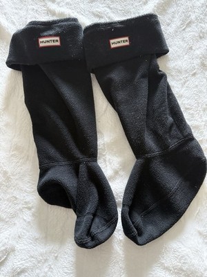 Hunter Women Original Mid Calf Fleece Welly Boot Socks Black Size Large