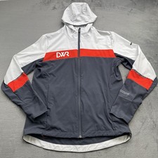 Brooks Canopy Running Jacket Mens Small Water Repellent Full Zip Gray Red Navy