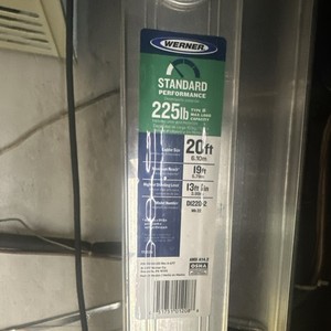 Werner DI220-2 Extension Ladder Aluminum Silver 20ft 225lb Type II