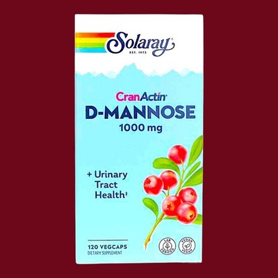 Solaray D-Mannose CranActin Cran Extract 1000mg Urinary Tract Health 120 Veg Cap