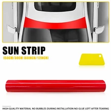 60"x12" Front Windshield Banner Film Sun Strip Visor Premium Vinyl Decal Red