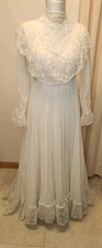Vintage 60s 70s Victorian Edwardian Lace Bridal Gown Wedding Dress