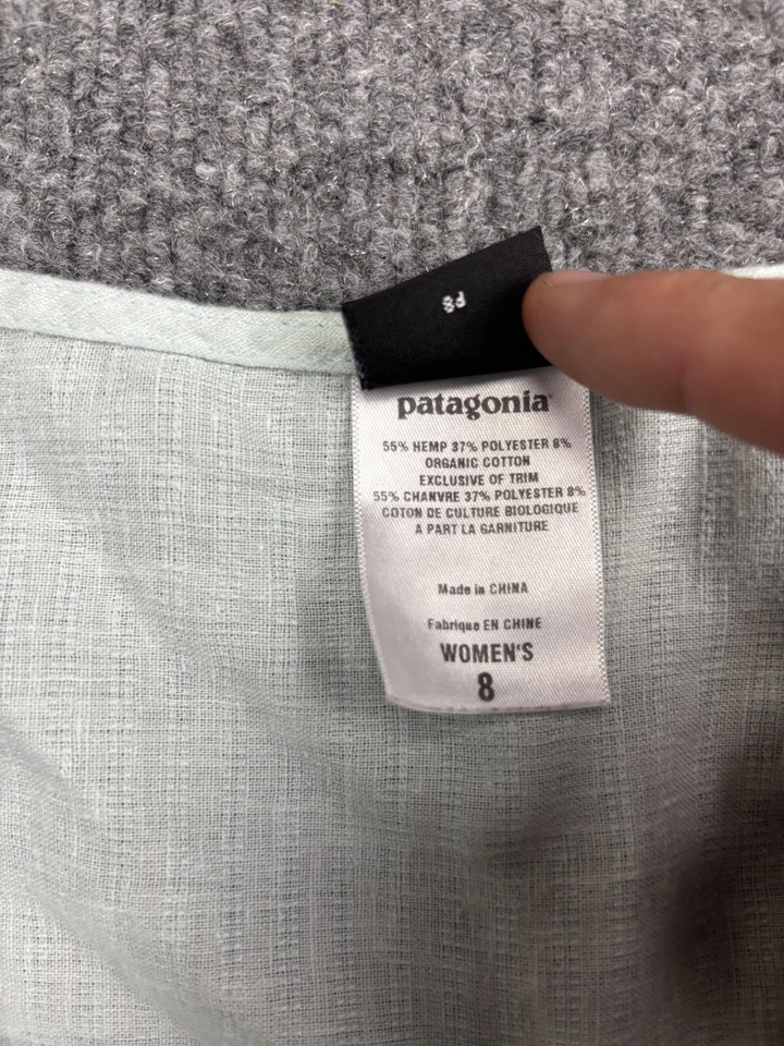 Camisa sin mangas Patagonia para mujer 8 verde claro sin mangas cuello en V mezcla de cáñamo cremallera lateral Foto 3 de 4