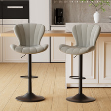 Modern Swivel Steady Bar Stools With Adjustable Fabric Seat  Footrest For Home