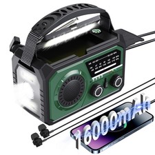 Solar Emergency Crank Radio with 16000mAh Power Bank - NOAA Weather Green
