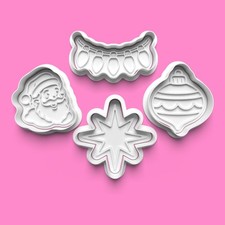 Christmas Sparkle Cookie Cutter & Embosser Set &ndash; 4 Piece