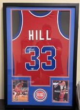 Grant Hill Signed Detroit Pistons  Jersey (Fanatics COA) Custom Framed