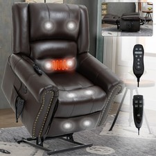 Power Lift Recliner Heat  Massage Dual Motor Chair 350LB Genuine Leather USB