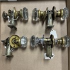 Lot of 6 Vintage Starburst Glass & Brass Doorknobs 2 Door Sets 2 Turn Key Lock — photo 1