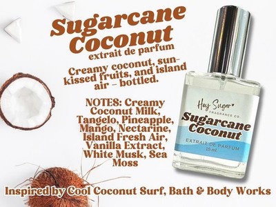 Sugarcane Coconut Perfume Tropical Beach Scent Summer Vegan Natural Fragrance