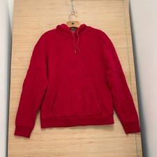 Hollister California Mens Small Red Pullover Hoodie Seagull Logo Fleece Lined