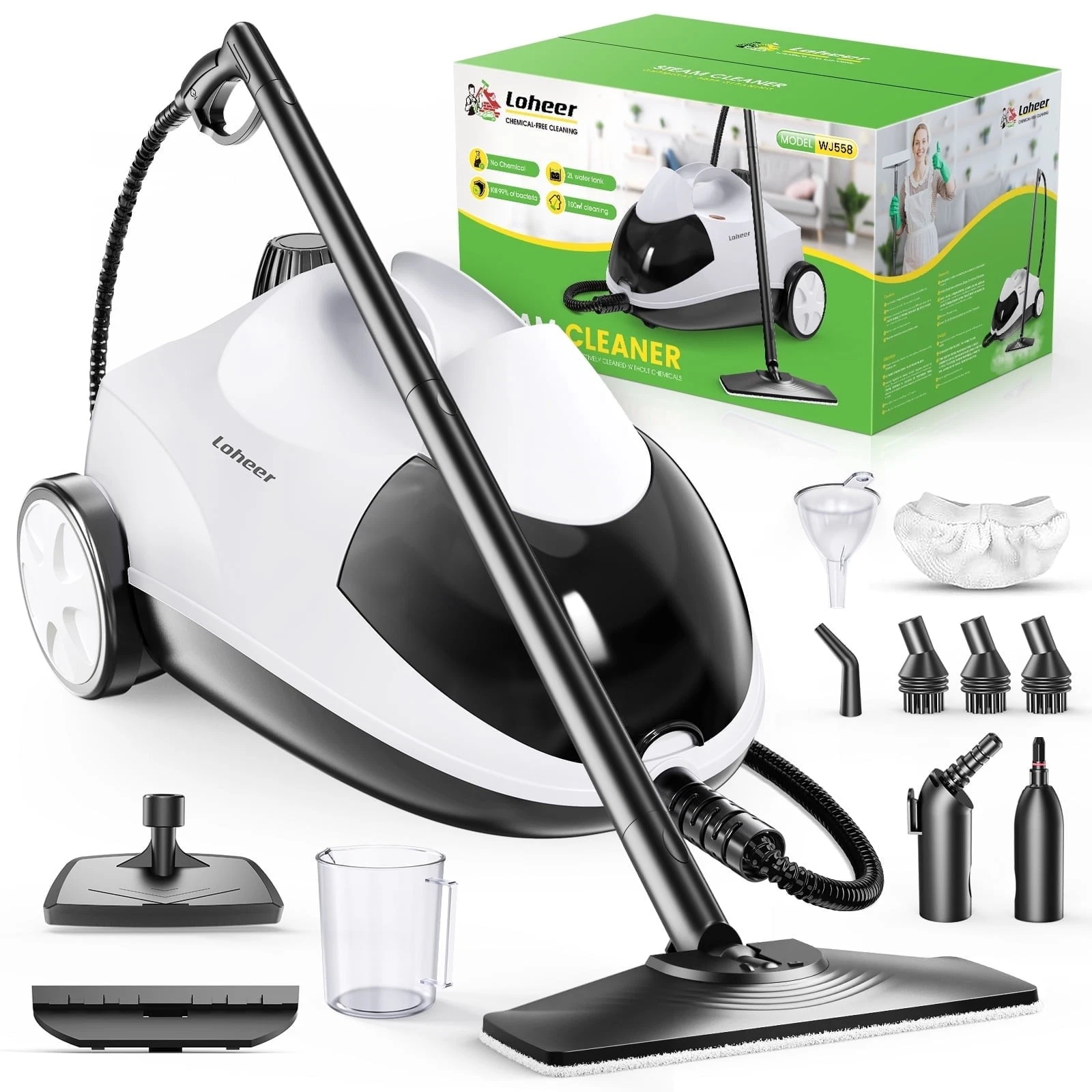 Loheer WJ558 Steam Cleaner, 1500W High-Pressure Steamer, Chemical-Free Cleaning,
Opens in a new wind
