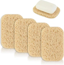 4pcs Soap Lifting Pad for Bar Soap,Beige Non-Slip Soap Saver Pads Self Draining