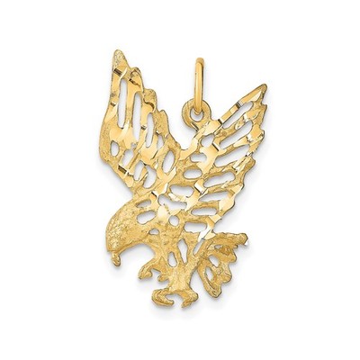 10k Yellow Gold Soaring Eagle Pendant Openwork Patriotic Necklace for Men