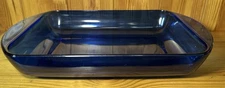 Anchor Hocking Ovenware Cobalt Blue 2 Qt. Glass Casserole Baking Dish 8”x11” EUC