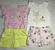 Disney Girl's 6X Tinker Bell Short Sets 4 Piece Mix Match Green Pink NEW