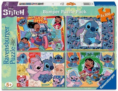 Kinderpuzzle 4x100 Teile - Disney Stitch - Aloha! | Spiel | Bumper Pack | 05731