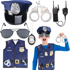 Keymall Kids Police Officer Costume Set 6 Pcs Including Cop Hat Vest Sunglasses