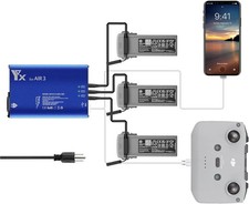 Parallel Fast Charger for DJI Air 3S,Air 3,Rapid Simultaneous Battery Charging H