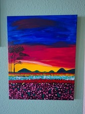 Acrylbild Tulpenfeld im Sonnenuntergang