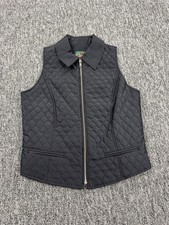 Harolds Vest Women Small Black Quilted Full Zip Puffer Jacket Vtg Made In USA