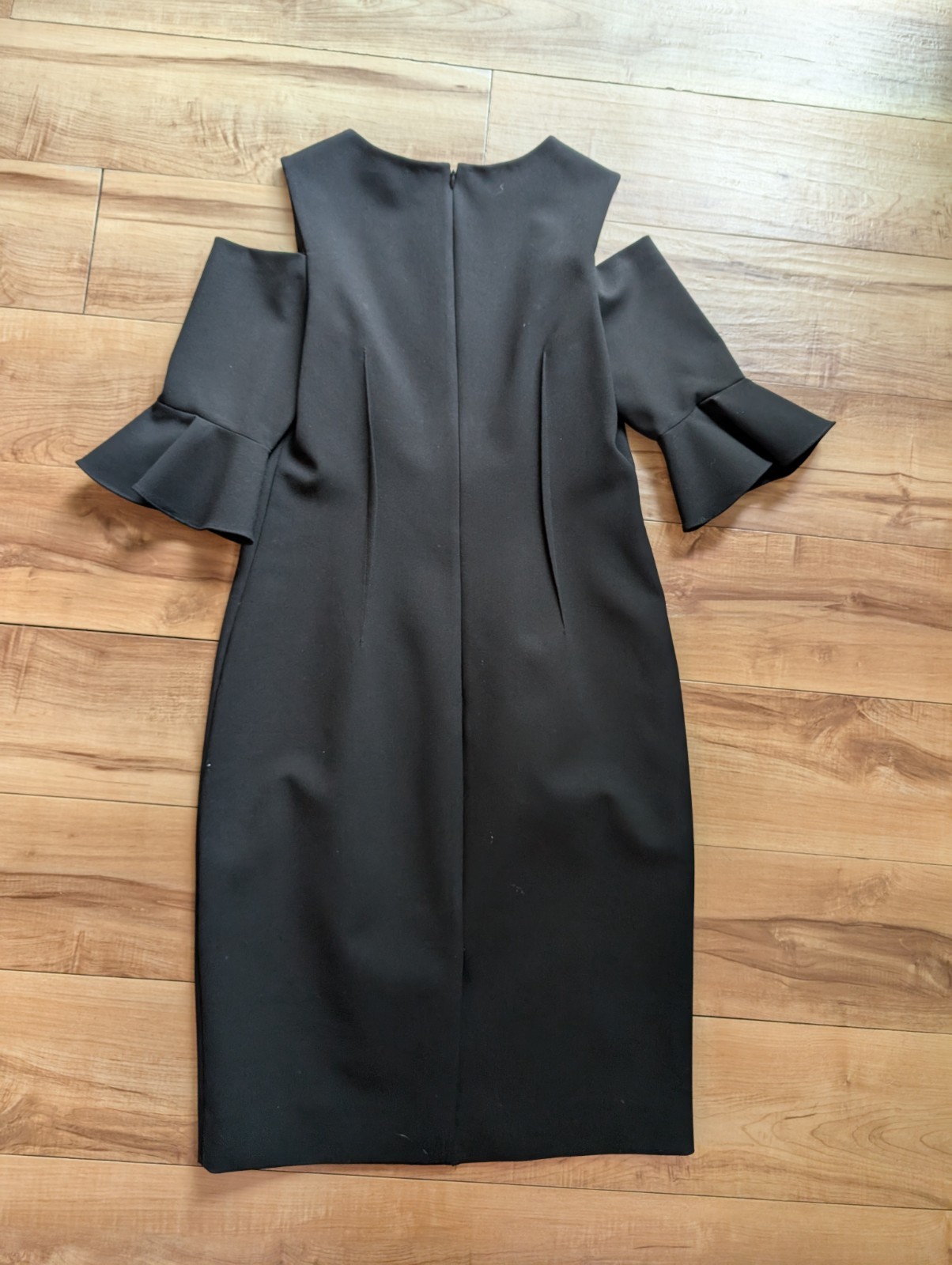 Teri Jon by Rickie Freeman Black Ruffle Bell-Sleeve Mother Of Wedding Dress Sz 6