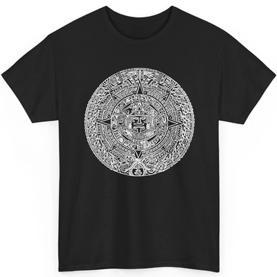 #ad Detailed Aztec Calendar T Shirt Mayan Sun Stone Mexican Heritage Tribal Art Gift $15.99