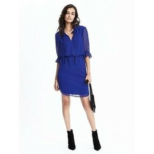 Banana Republic Women's Tie-Neck Blue Shirt Dress