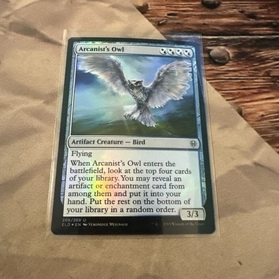 Arcanist's Owl #206 (Foil) (NM) Throne of Eldraine ELD Magic MTG