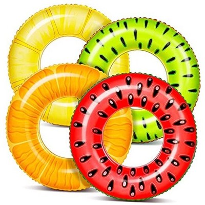 4 Pack Inflatable Pool Floats, Pool Tube Rings, Swim Tubes, Floaties Fruit