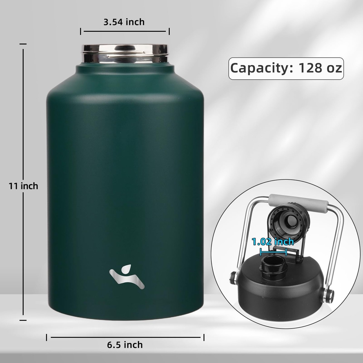 1 Gallon Jug with Handle,128 oz Insulated Water Bottle with