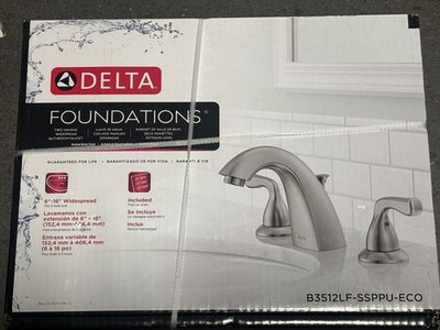 Delta Foundations 2-handle Widespread Bathroom Sink Faucet Brushed Nickel