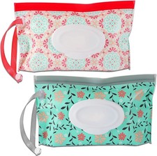2 Pack Baby Wipe Dispenser, Portable Refillable Wet Wipe Holder Reusable