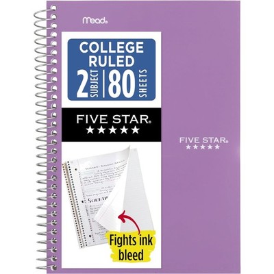 Spiral Notebook 2-Subject College Ruled Water-Resistant Cover Amethyst