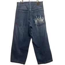 Vintage JNCO Men's 34x30 Blue Wide-Leg Baggy Jeans 90s Retro Style