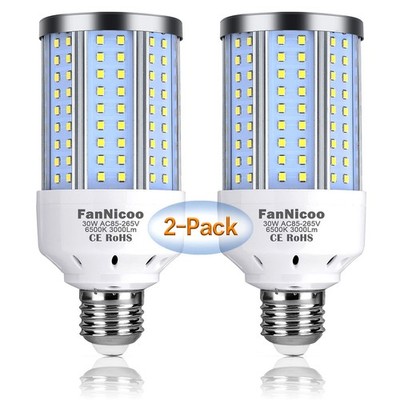 2-Pack 200W Equivalent LED Corn Light Bulb 3000 Lumen 6500K Cool White Daylig...