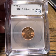 1958-d Lincoln Wheat Small Cent Icg Brilliant Unc Rd Copper Us Coin