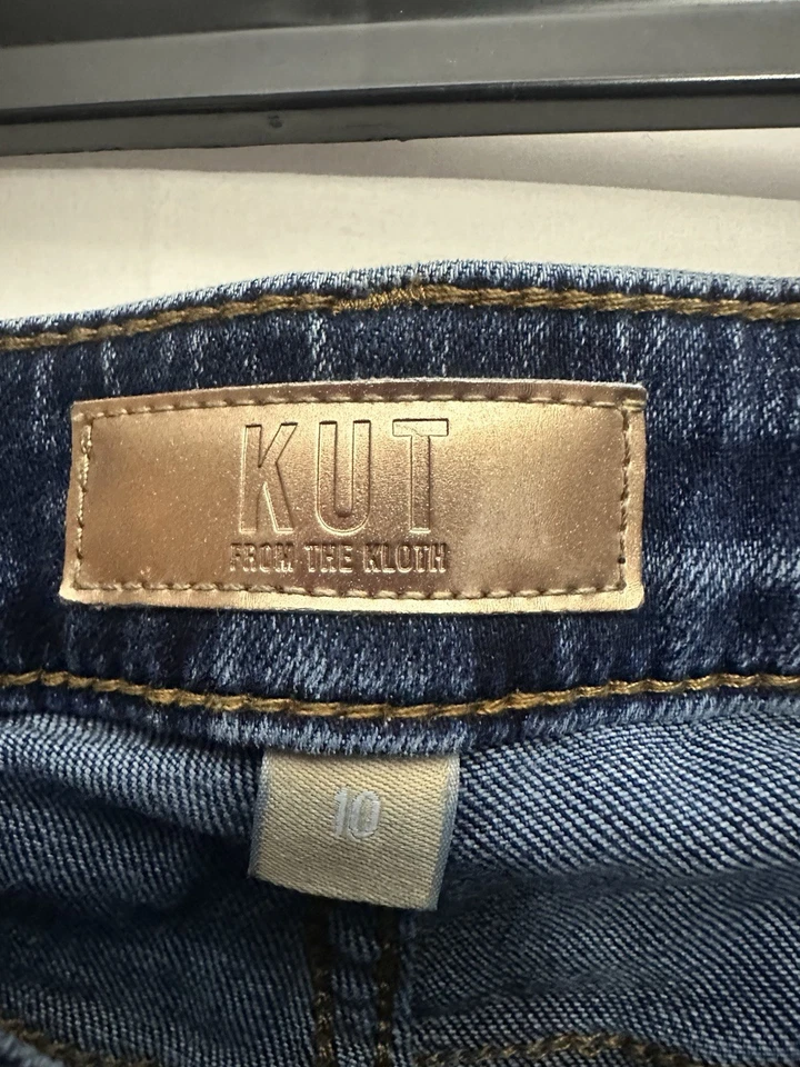 Pantalones de mezclilla Kut From The Kloth The Jean tiro alto pierna ancha talla 10 lavado oscuro Foto 3 de 4