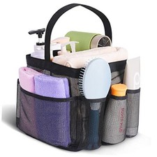 Mesh Shower Caddy Portable for College Dorm Room Essentials, 8 All Black