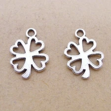 30/80PCS Antique Silver Tone Four Leaf Clover Charm Pendant JHS891