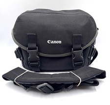Canon Camera Bag Large Black, Silver Trim w/Shoulder Strap, Two Dividers - Good