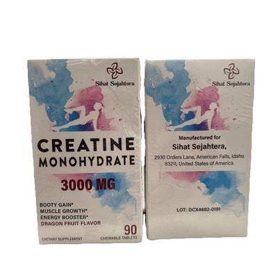TWO creatine monohydrate capsules, 2/2027, 90 Caps Each