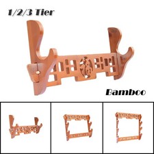 Bamboo Japanese Samurai Sword Katana Holder Stand Wall Mount Rack Lucky 1~3 Tier