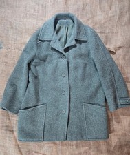 Vintage 80s Wool Blend Car Coat | Made in UK | Sage Green Minimalist Size 12