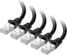Cable Matters 10Gbps 5-Pack Snagless Short Shielded Cat 6A Ethernet Cable - 3Ft,