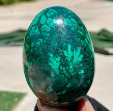 307G Natural glossy Malachite egg transparent cluster rough mineral sample