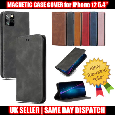 Magnetische Book Cover Hülle für iPhone 12 Mini 5,4'' Karten Brieftasche Leder Slim Fit