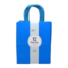 12 Turquoise medium Kraft Paper Party Shopping Gift Bags with Handles Retail